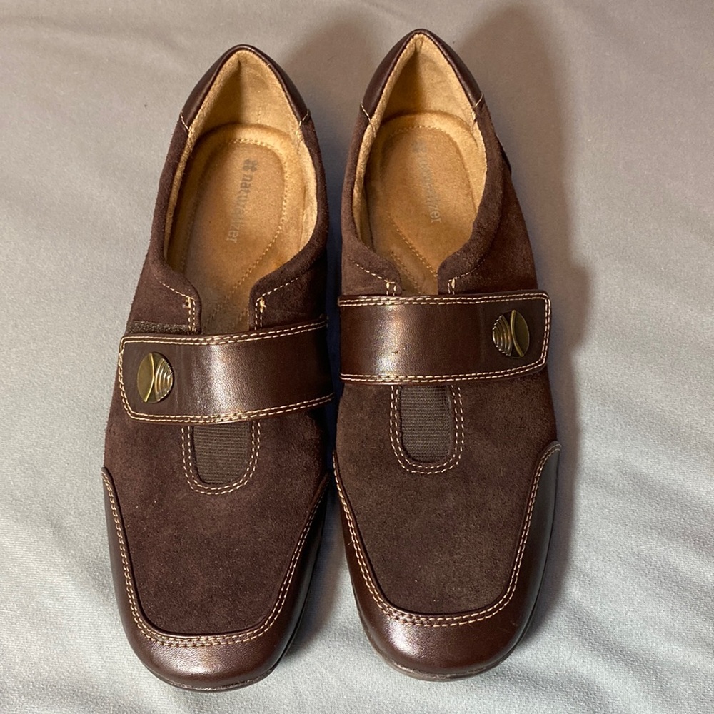 Naturalizer Leather Suede Velcro Slip-on Loafers